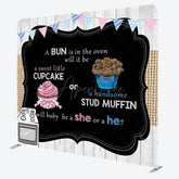 Aperturee - Aperturee Cute Dessert Gender Reveal Square Tension Backdrop